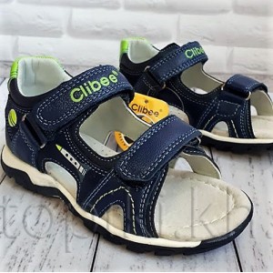 Кожаные сандалии Clibee F255bg сине-зеленые 25-30