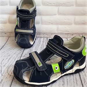 Кожаные сандалии Clibee F258bg сине-зеленые 26-31