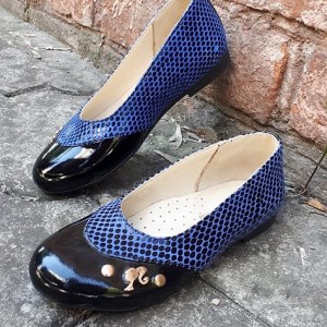 Кожаные туфли Fess для девочки синие 28-36 размеры